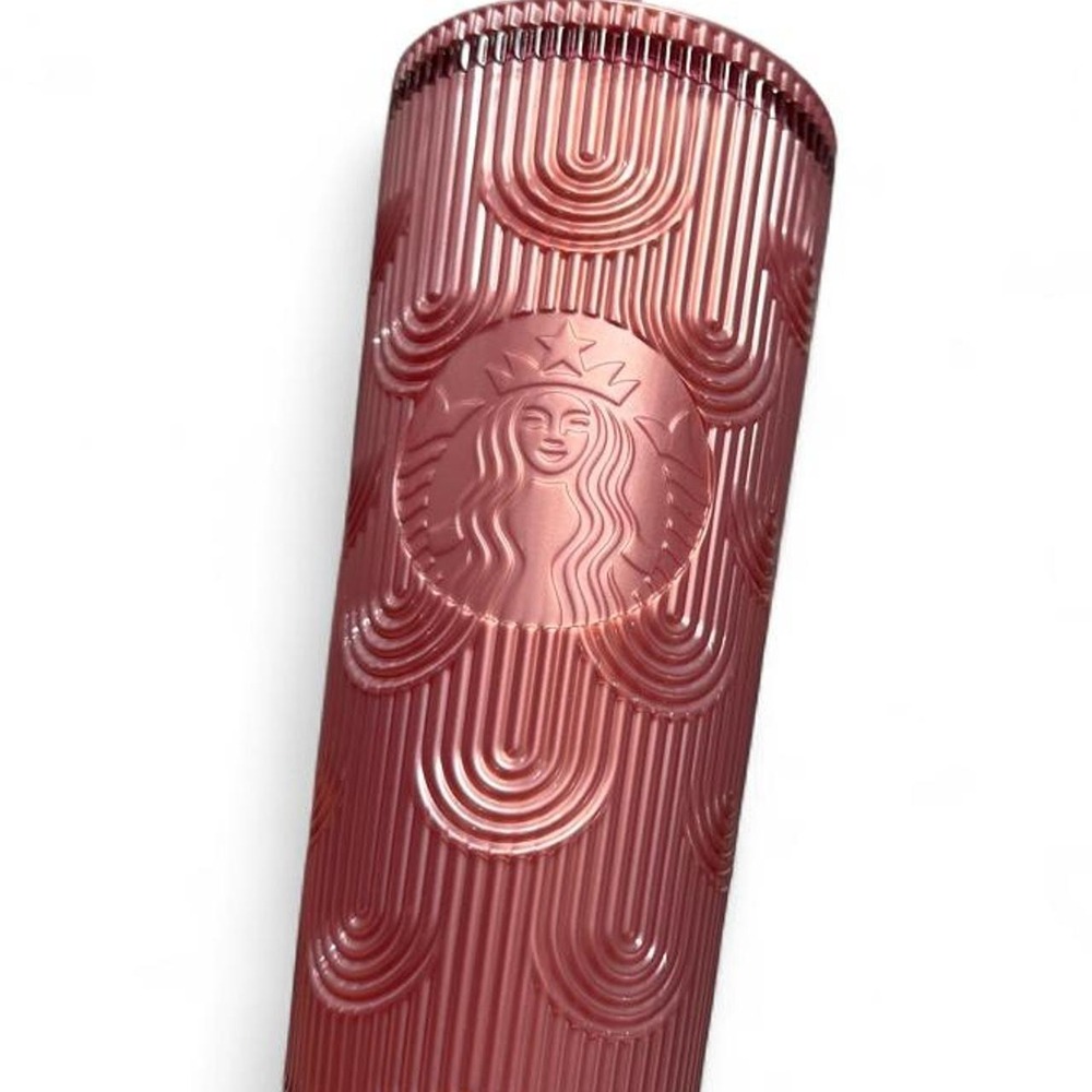 STARBUCKS Pink Shimmer Mermaid Scales Shell Cold Cup Venti Tumbler 24 Oz NEW